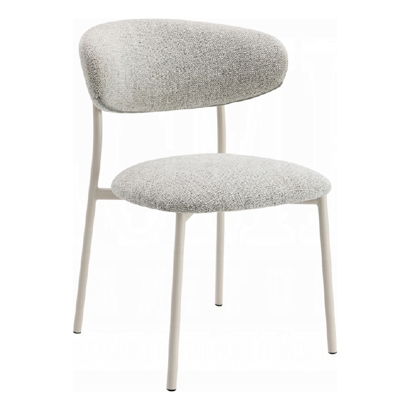 Pemberly Row 2Pc Side Chairs with Gray Boucle & Curved Backrest in Beige Frame