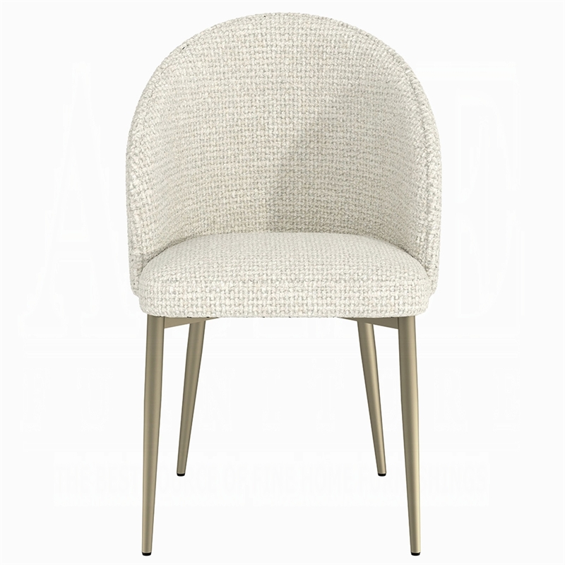 Pemberly Row Dining Side Chair Set of 2 Padded Curved Back in Contemporary White