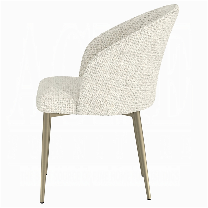 Pemberly Row Dining Side Chair Set of 2 Padded Curved Back in Contemporary White