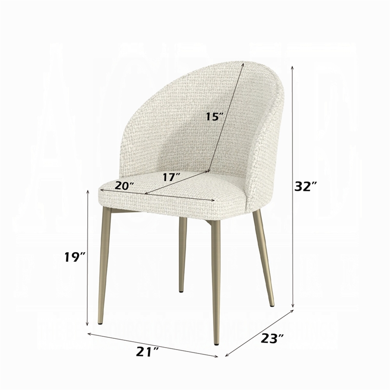 Pemberly Row Dining Side Chair Set of 2 Padded Curved Back in Contemporary White