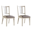 Pemberly Row Side Dining Chair Set of 2 Faceted Panel Back in White Wood & Gray