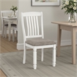 Pemberly Row Side Dining Chair Set of 2 Rustic White Wood Slat Back in Gray