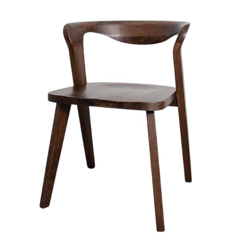 Pemberly Row Dining Side Chair Set of 2 Open Back in Walnut Brown Solid Wood