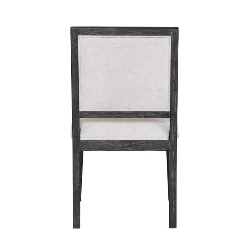 Pemberly Row Dining Side Chair Set of 2 Farmhouse Legs in Black Rubberwood