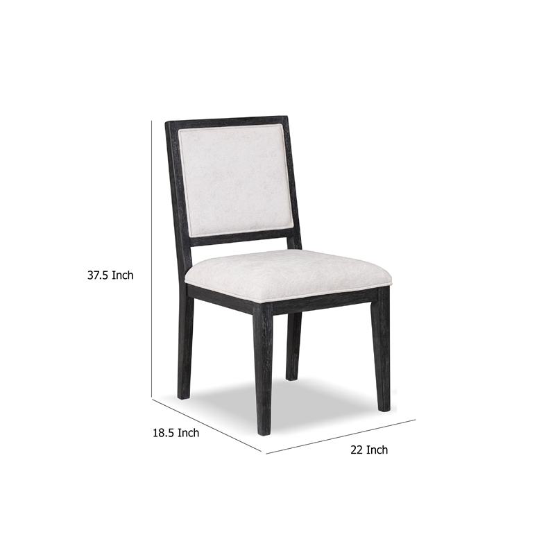 Pemberly Row Dining Side Chair Set of 2 Farmhouse Legs in Black Rubberwood