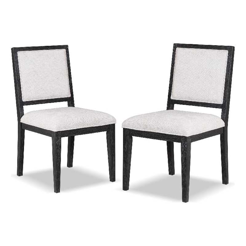 Pemberly Row Dining Side Chair Set of 2 Farmhouse Legs in Black Rubberwood
