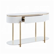 Pemberly Row 47 Inch Sofa Table with Drawer and Shelf in Glossy White and Gold