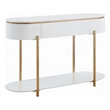 Pemberly Row 47 Inch Sofa Table with Drawer and Shelf in Glossy White and Gold