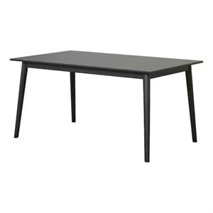 Pemberly Row 60 Inch Rectangular Dining Table Straight Legs in Black Wood