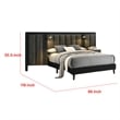 Pemberly Row Queen Size Bed in Dark Brown Wood Frame Upholstered Headboard