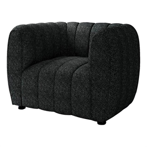 Pemberly Row 36 Inch Accent Armchair in Black Boucle Vertical Channel Tufted