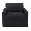 Pemberly Row Swivel Accent Chair with Pillow Square Arm in Dark Gray