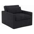 Pemberly Row Swivel Accent Chair with Pillow Square Arm in Dark Gray
