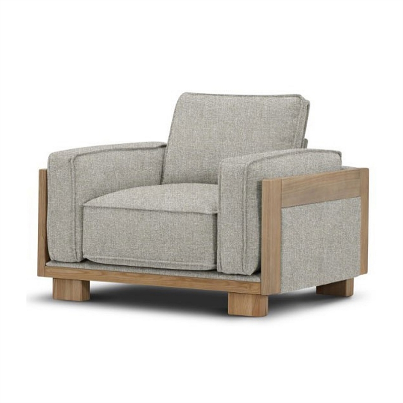 Pemberly Row Accent Chair Loose Pillow Backs Track Arms in Plush Light Gray