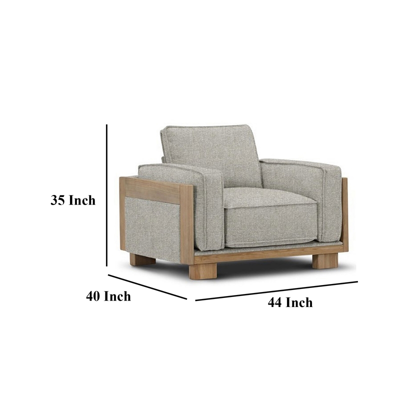 Pemberly Row Accent Chair Loose Pillow Backs Track Arms in Plush Light Gray