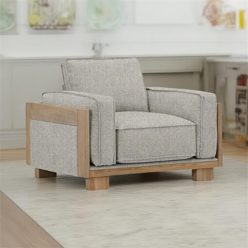 Pemberly Row Accent Chair Loose Pillow Backs Track Arms in Plush Light Gray
