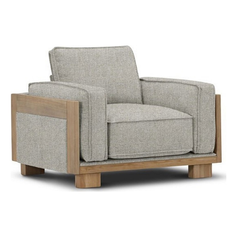 Pemberly Row Accent Chair Loose Pillow Backs Track Arms in Plush Light Gray