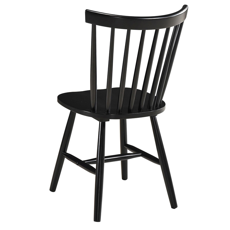 Pemberly Row Dining Side Chair Set of 2 Spindle Back in Black Asian Hardwood