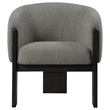 Pemberly Row Accent Chair Modern Plush Gray Boucle Barrel Back Black Wood