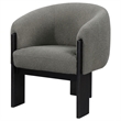 Pemberly Row Accent Chair Modern Plush Gray Boucle Barrel Back Black Wood