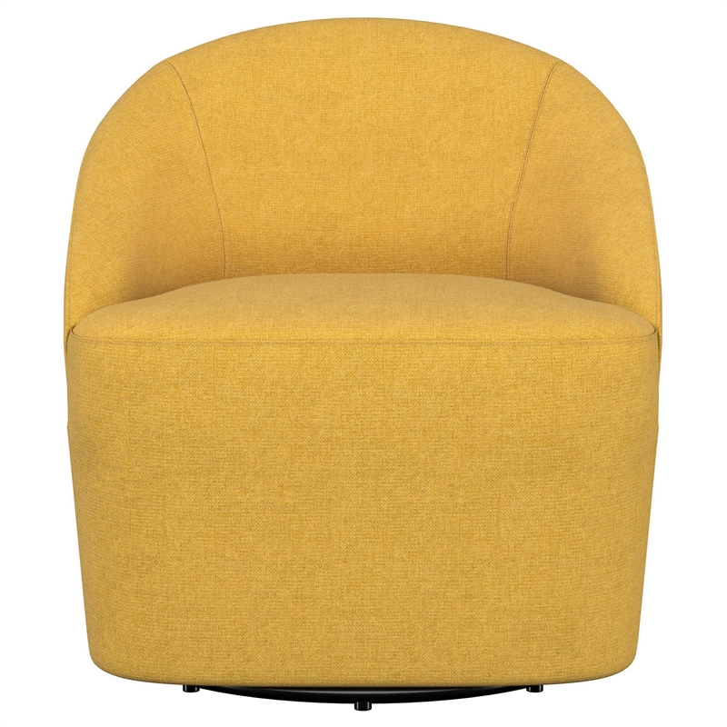 Pemberly Row Barrel Accent Swivel Chair Modern Minimal Shape Mustard Yellow
