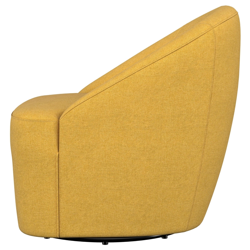 Pemberly Row Barrel Accent Swivel Chair Modern Minimal Shape Mustard Yellow