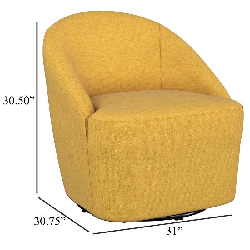 Pemberly Row Barrel Accent Swivel Chair Modern Minimal Shape Mustard Yellow