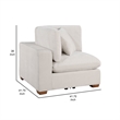 Pemberly Row Modular Corner Sofa Chair Brown Tapered Legs in Ivory White Fabric