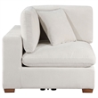 Pemberly Row Modular Corner Sofa Chair Brown Tapered Legs in Ivory White Fabric