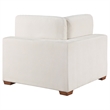 Pemberly Row Modular Corner Sofa Chair Brown Tapered Legs in Ivory White Fabric