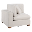Pemberly Row Modular Corner Sofa Chair Brown Tapered Legs in Ivory White Fabric