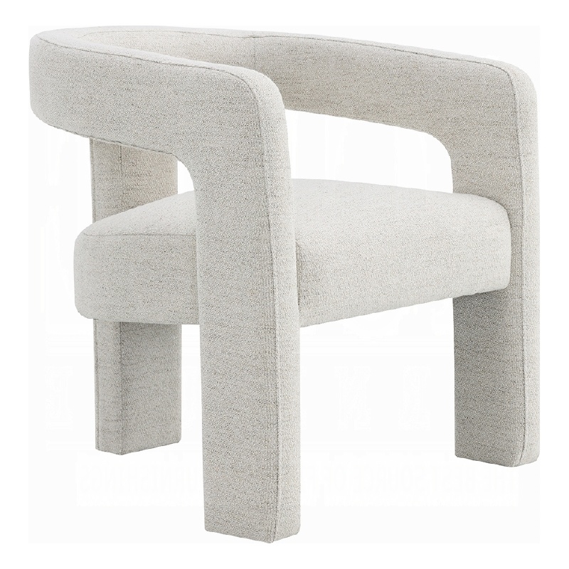 Pemberly Row Side Dining Chair Set of 2 Textured Off White Boucle Curved Back
