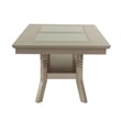 Pemberly Row 66 Inch Dining Table Glass Top Lower Shelf in Beige Rubberwood