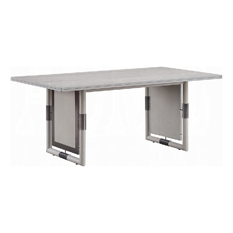 Pemberly Row 72 Inch Dining Table Rectangular Top with Panel Legs Natural Gray