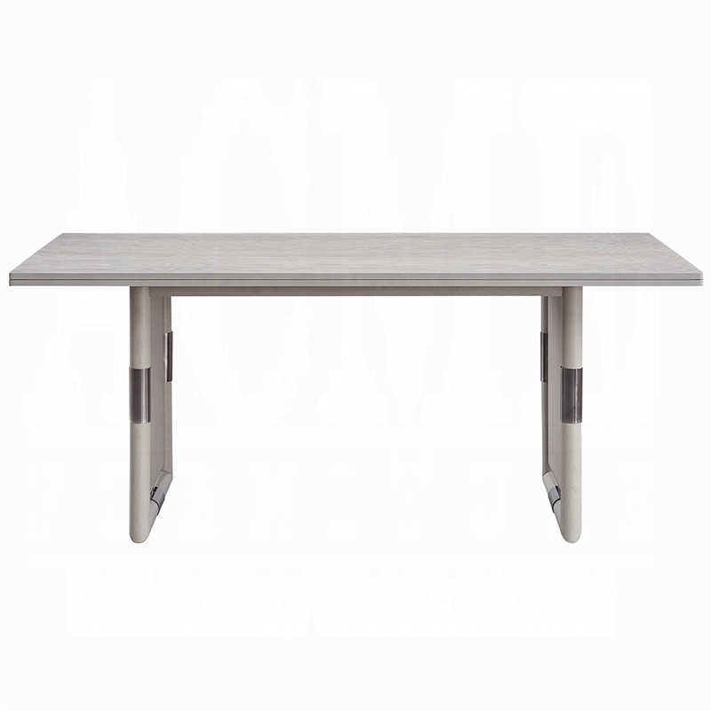 Pemberly Row 72 Inch Dining Table Rectangular Top with Panel Legs Natural Gray