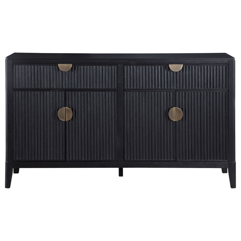Pemberly Row 64 Inch Sideboard Buffet Console 2 Drawers 2 Cabinets Black