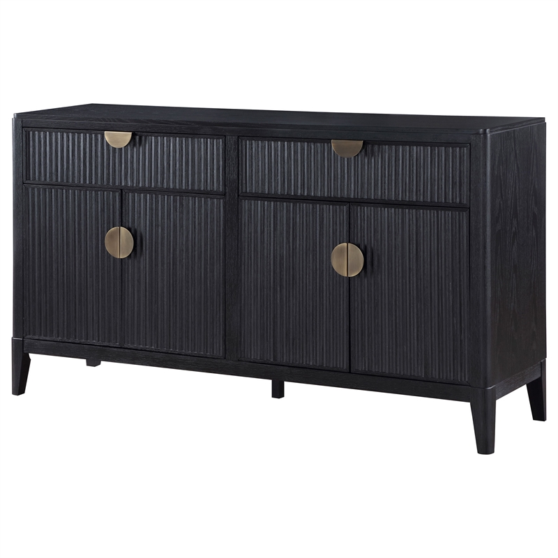Pemberly Row 64 Inch Sideboard Buffet Console 2 Drawers 2 Cabinets Black