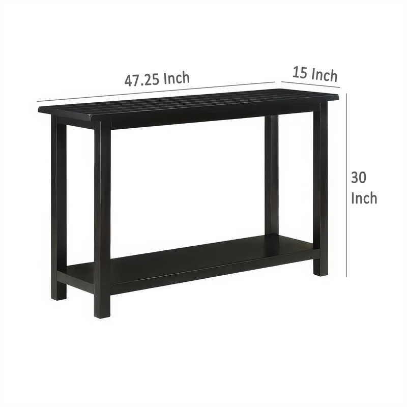 Pemberly Row 47 Inch Console Table 1 Bottom Shelf Classic Black Wood Frame