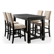 Pemberly Row 4 Piece Counter Height Table Bench and Chair Set in Ivory Black