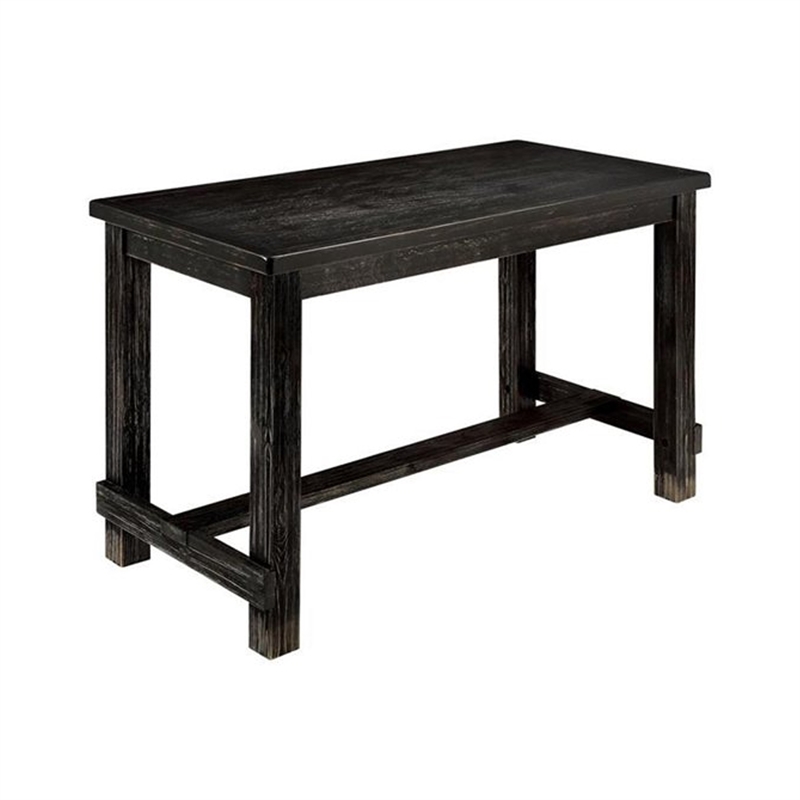 Pemberly Row 4 Piece Counter Height Table Bench and Chair Set in Ivory Black