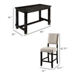 Pemberly Row 4 Piece Counter Height Table Bench and Chair Set in Ivory Black