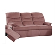 Pemberly Row 73 Inch Manual Recliner Sofa in Blush Pink Velvet Solid Wood