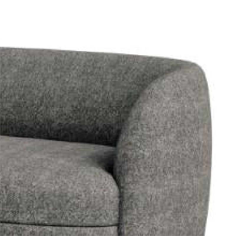 Pemberly Row 84 Inch Sofa Charcoal Gray Boucle Smooth Curved Kidney Shape