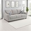 Pemberly Row 84 Inch Modern Sofa in Light Gray Fabric 2 Accent Throw Pillows