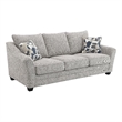 Pemberly Row 84 Inch Modern Sofa in Light Gray Fabric 2 Accent Throw Pillows
