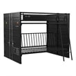 Pemberly Row Twin Size Bunk Bed with Futon Sofa Base Modern Black Metal Frame