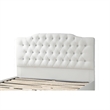Pemberly Row Full Size Bed Tufted Curved White Faux Leather Pine Wood