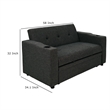 Pemberly Row Convertible Sofa with Pull Out Sleeper Bed 2 Pillows Charcoal Gray