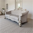 Pemberly Row 89 Inch Sofa 6 Pillows Tufted Ivory Fabric Pearl White
