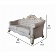 Pemberly Row 89 Inch Sofa 6 Pillows Tufted Ivory Fabric Pearl White